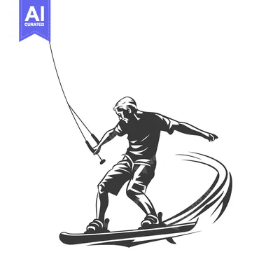 Wakeboarder Performing a Trick with a Wakeboard and Rope
