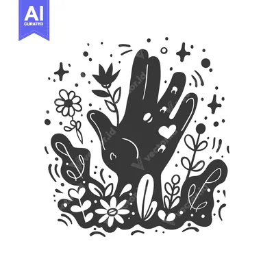 A Black Hand Emerging from a Field of Flowers