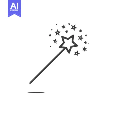 Minimalist Magic Wand Icon with Star Burst and Shadow