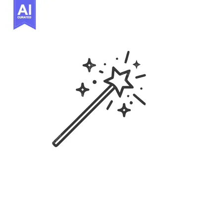 Magical Wand Icon: Sparkling Star with Radiating Light and Smaller Sta