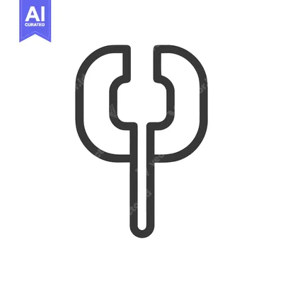 Minimalist Gray Icon of a Caliper Tool on White Background