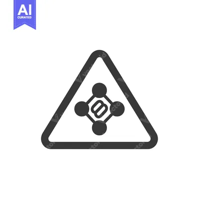 Warning Sign with Four Connected Circles and a Double S Symbol Inside