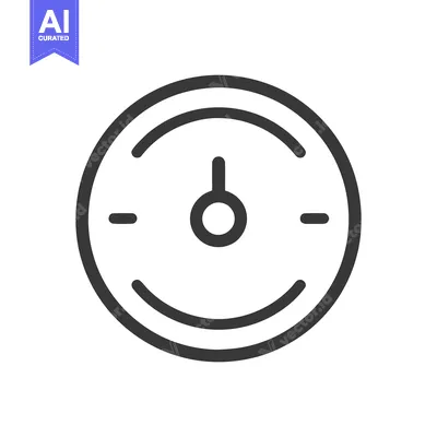 Minimalist Speedometer Icon: Circular Gauge with Needle and Markers