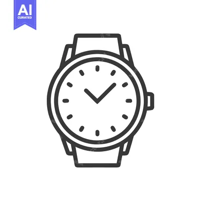Minimalist Watch Icon: Classic Timepiece Design with Bold Outline and