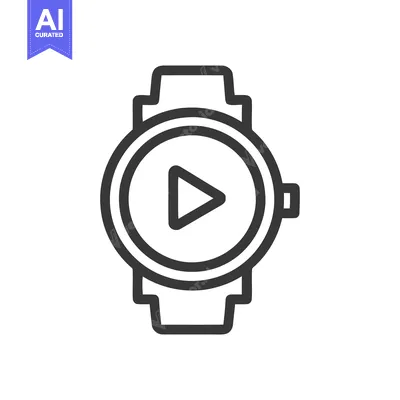 Smartwatch with Play Button: Modern Technology Icon in Bold Outline St