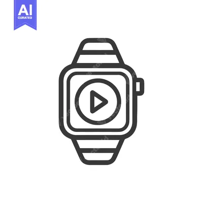 Aset premium populer: Smartwatch with Play Icon: Modern Technology and Entertainment Concept
