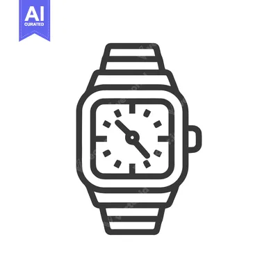 Minimalist Watch Icon: Square Face, Bracelet Style, Timepiece Design