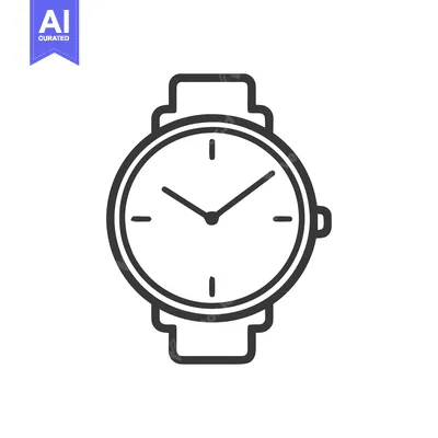 Minimalist Watch Icon: Classic Design with Bold Outline on White Backg