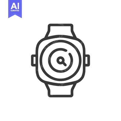 Minimalist Smartwatch Icon with Concentric Circles and Magnifying Glas