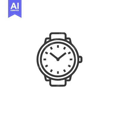 Minimalist Wristwatch Icon: Timepiece with Bold Outline and Classic De