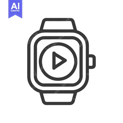 Smartwatch with Play Icon: Modern Technology, Minimalist Design, Vecto