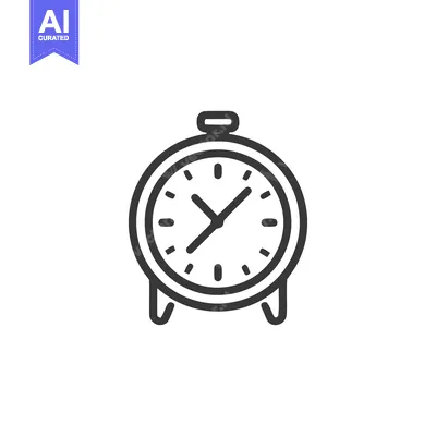 Minimalist Alarm Clock Icon with Bold Outline and Classic Design