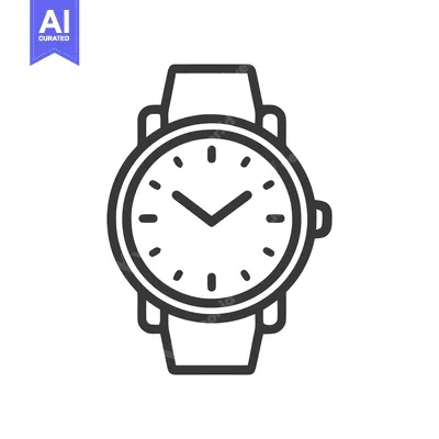 Minimalist Watch Icon: Classic Timepiece with Leather Strap Design
