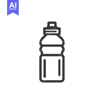 Minimalist Water Bottle Icon: Clean Line Art on White Background