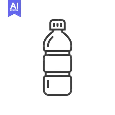 Aset premium populer: Minimalist Plastic Bottle Icon: Clean Line Art on White Background