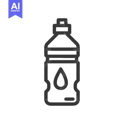 Minimalist Water Bottle Icon with Drop Symbol on White Background