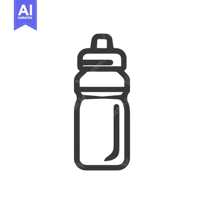 Aset premium populer: Minimalist Water Bottle Icon: Black Outline on White Background