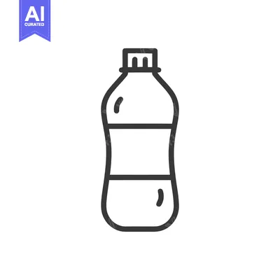 Aset premium populer: Minimalist Water Bottle Icon: Clean Line Art on White Background