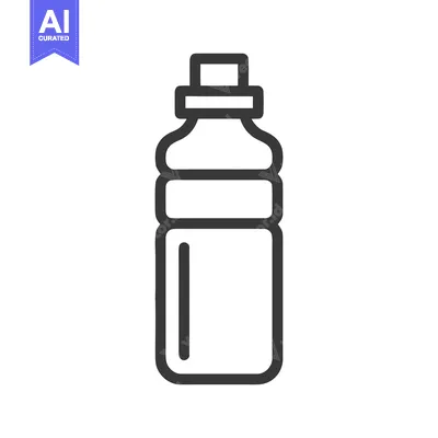 Minimalist Water Bottle Icon: Clean Line Art on White Background
