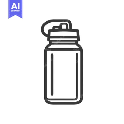 Aset premium populer: Minimalist Water Bottle Icon: Clean Line Art for Hydration and Fitness