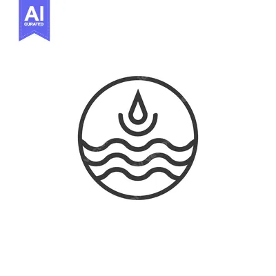 Water Drop Icon in Circle with Waves