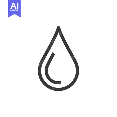 Aset premium populer: Minimalist Water Drop Icon with Curved Line Detail on White Background