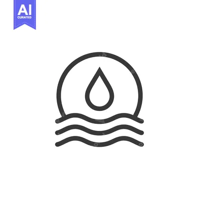 Water Drop Inside Circle Over Waves Icon
