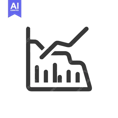 Dynamic Business Graph Icon: Upward Trend with Bar Chart Analysis