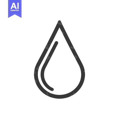 Minimalist Water Drop Icon: Clean Line Art Symbol on White Background