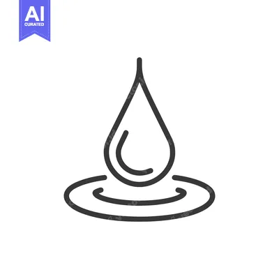 Minimalist Water Drop Icon with Ripple Effect, Black Outline