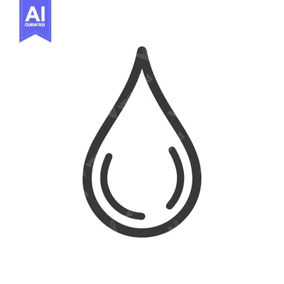Minimalist Water Drop Icon: Clean Line Art Symbol on White Background