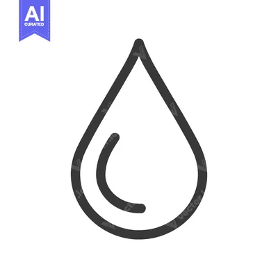 Minimalist Water Drop Icon with Reflection, Clean Design, Isolated on