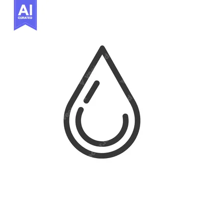 Aset premium populer: Minimalist Water Drop Icon with Inner Curve Detail on White Background
