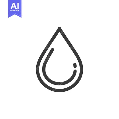 Minimalist Water Drop Icon with Inner Reflection Detail on White Backg