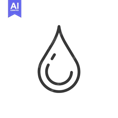 Aset premium populer: Minimalist Water Drop Icon with Internal Curve Detail on White Backgro