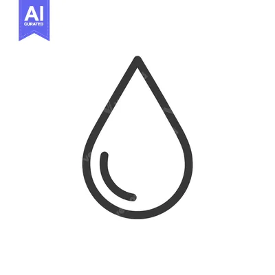 Minimalist Water Drop Icon with Reflection Detail on White Background