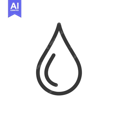 Minimalist Water Drop Icon with Interior Curve Detail on White Backgro