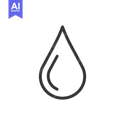 Minimalist Water Drop Icon with Interior Curve Detail on White Backgro