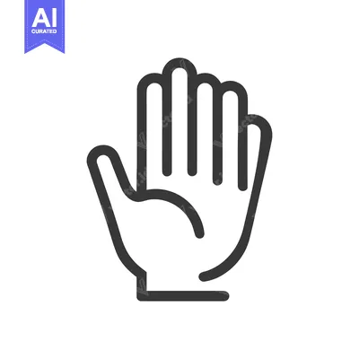 Aset desain premium: Minimalist Hand Icon: Bold Outline, Stop Gesture, Vector Illustration