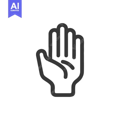 Minimalist Hand Icon: Flat Design, Stop Gesture, Dark Gray Outline