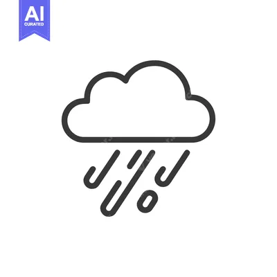 Aset premium populer: Minimalist Rain Cloud Icon: Simple Weather Symbol on White