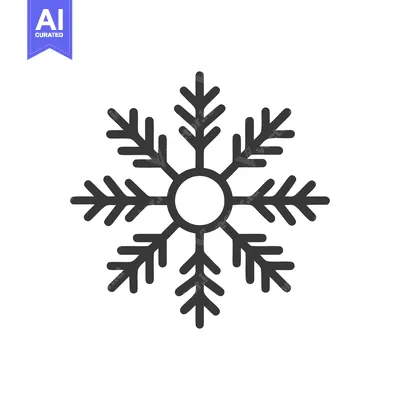 Aset desain premium: Minimalist Snowflake Icon: Symmetrical Winter Symbol on White Backgrou