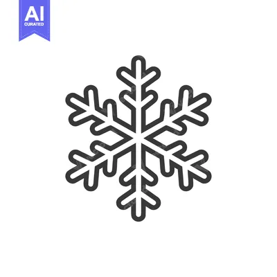 Minimalist Snowflake Icon: Symmetrical Winter Symbol on White Backgrou