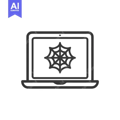 Laptop Displaying a Spiderweb: Digital Threat, Cybersecurity Concept,