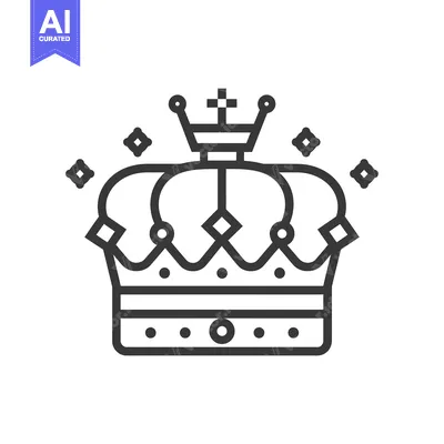 A Black Line Art Illustration of a Crown With a Cross on Top