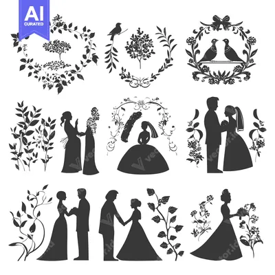 Wedding Silhouettes with Floral Decorations
