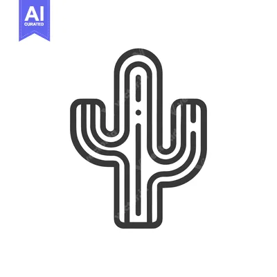 Aset premium populer: Minimalist Cactus Icon: Bold Outline, Desert Plant Symbol