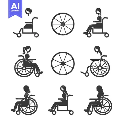 Wheelchair Icons with Different Wheelchair Designs and Wheel Variation