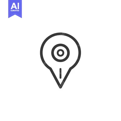 Aset desain premium: A Black Line Drawing of a Concentric Circle Location Pin