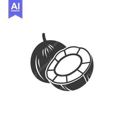 Whole and Sliced Coconut Fruit Icon